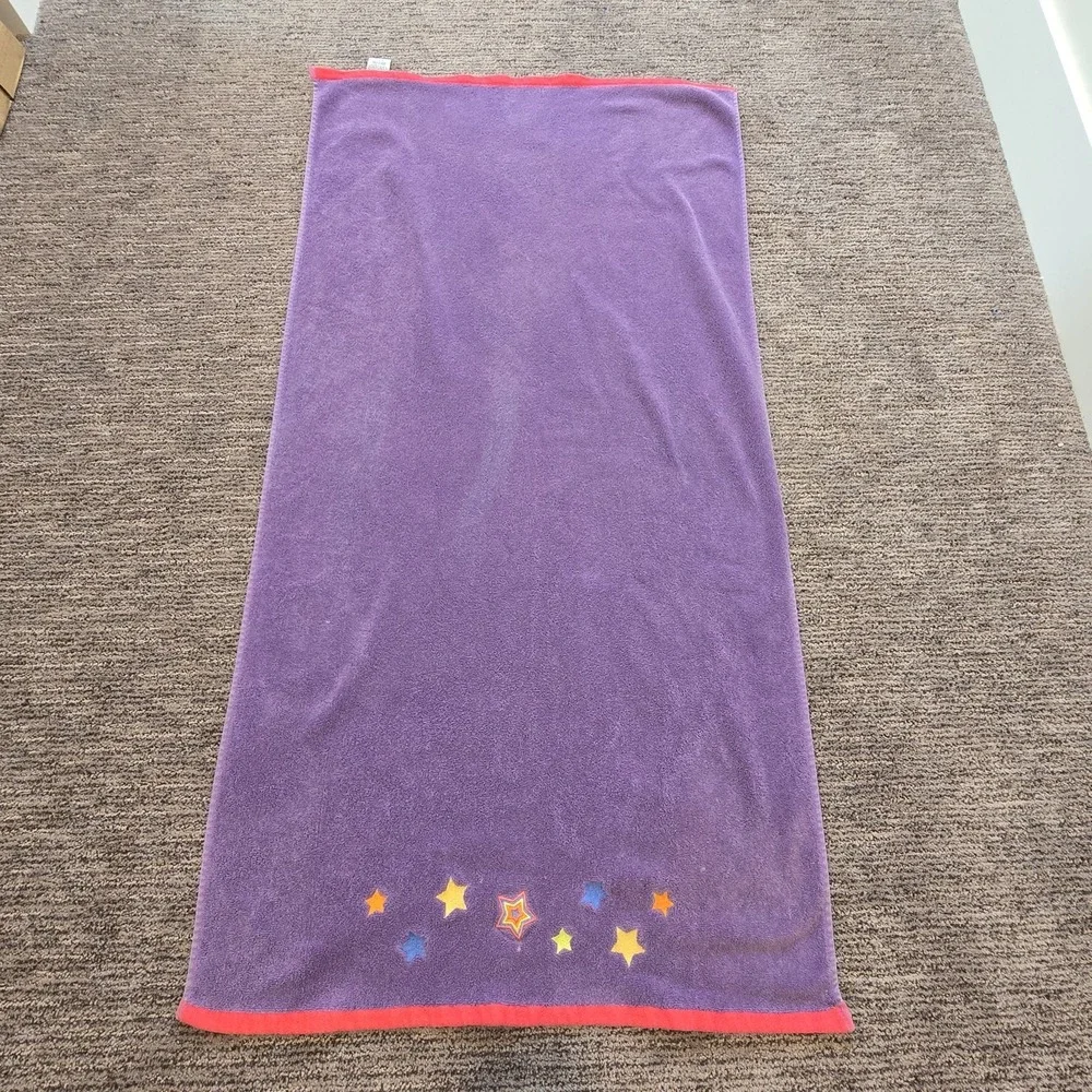 Vtg Little Miss Matched Purple Towel Stars Celestial Bath Decor